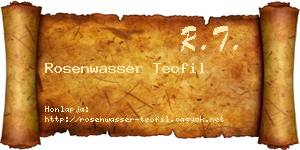 Rosenwasser Teofil névjegykártya